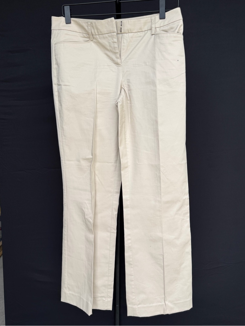 New York & Company Cream Tailored Straight-Leg Trousers